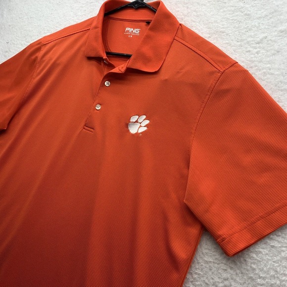 Clemson Tigers Ping Polo Shirt Mens Large L Orange White Paw Golf NCAA Football - Picture 3 of 12